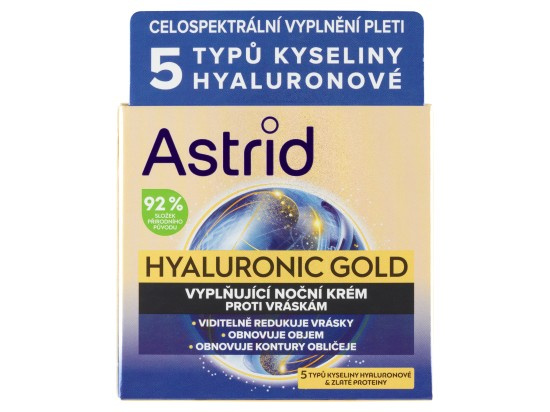 Astrid Hyaluronic Gold noční krém proti vráskám s proteiny 50 ml