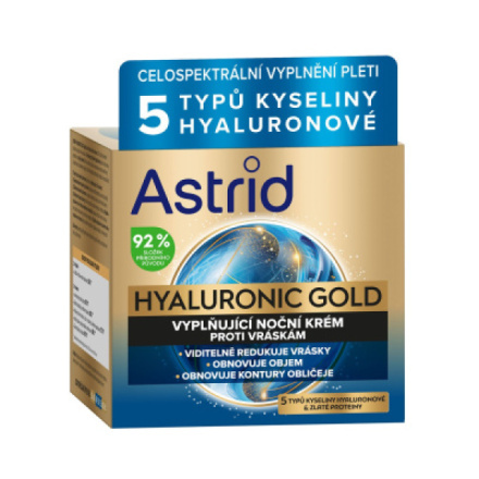 Astrid Hyaluronic Gold noční krém proti vráskám s proteiny 50 ml