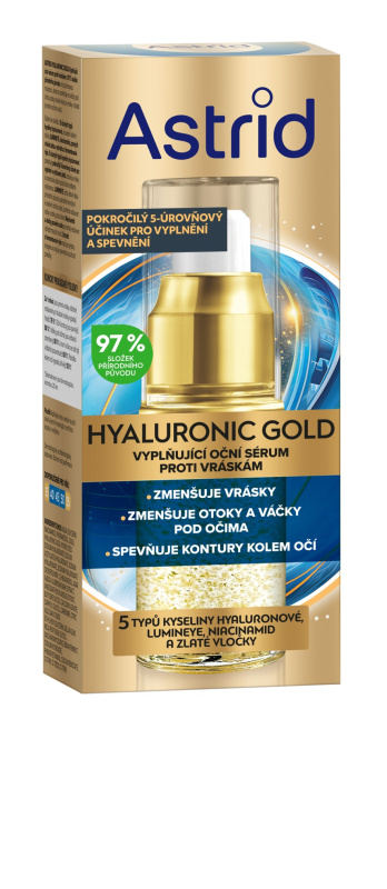 Astrid Hyaluronic Gold liftingové oční sérum s niacinamidem 15 ml
