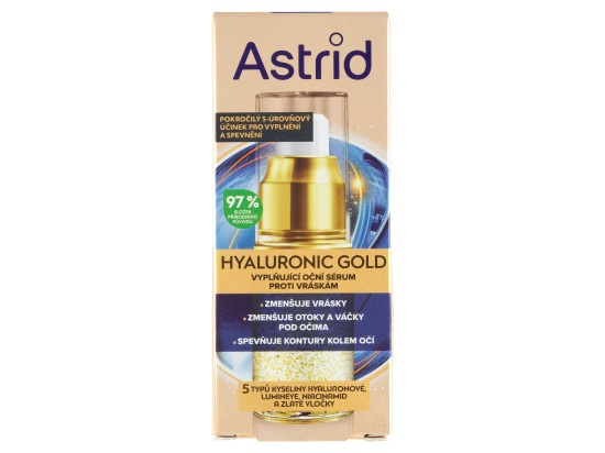 Astrid Hyaluronic Gold liftingové oční sérum s niacinamidem 15 ml