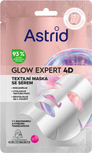 Astrid Glow Expert plátýnková maska pro rozjasnění a vyhlazení pleti 1 ks