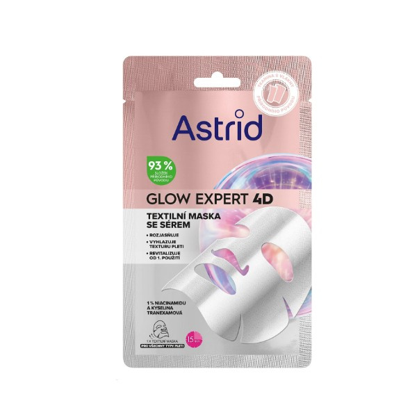 Astrid Glow Expert plátýnková maska pro rozjasnění a vyhlazení pleti 1 ks