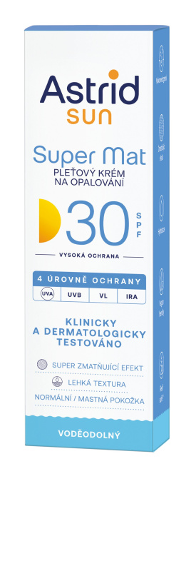 ASTRID SUN Pleťový krém na opalování Super mat SPF 30, 50 ml