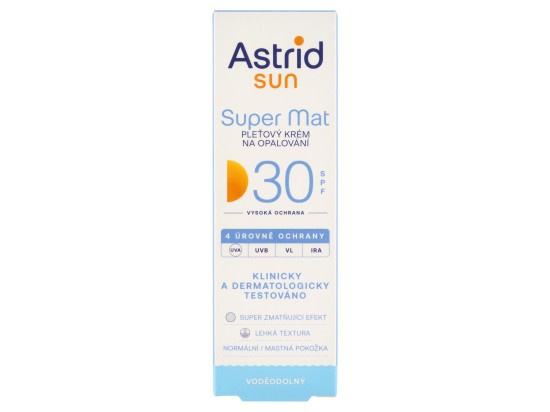 ASTRID SUN Pleťový krém na opalování Super mat SPF 30, 50 ml