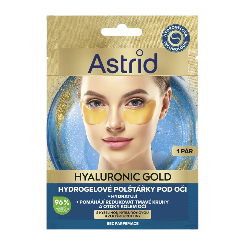 Astrid Hydrogelové polštářky pod oči se zlatými proteiny a ceramidy Hyaluronic Gold