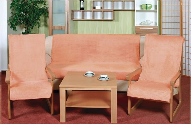 Bellatex Přehoz na sedací soupravu Micro 3+1+1 lososový