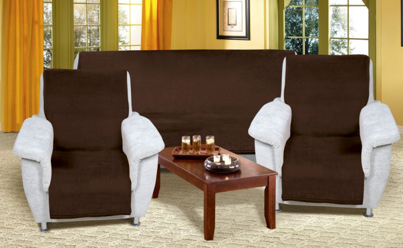 Bellatex Přehoz na sedací soupravu Micro 3+1+1 tmavě hnědý