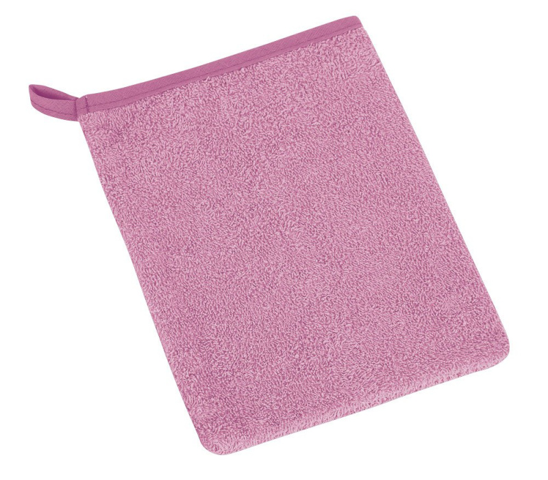 Bellatex Koupelnová mycí žínka 23/10, bavlněné froté, jednobarevná růžová, 17x25cm