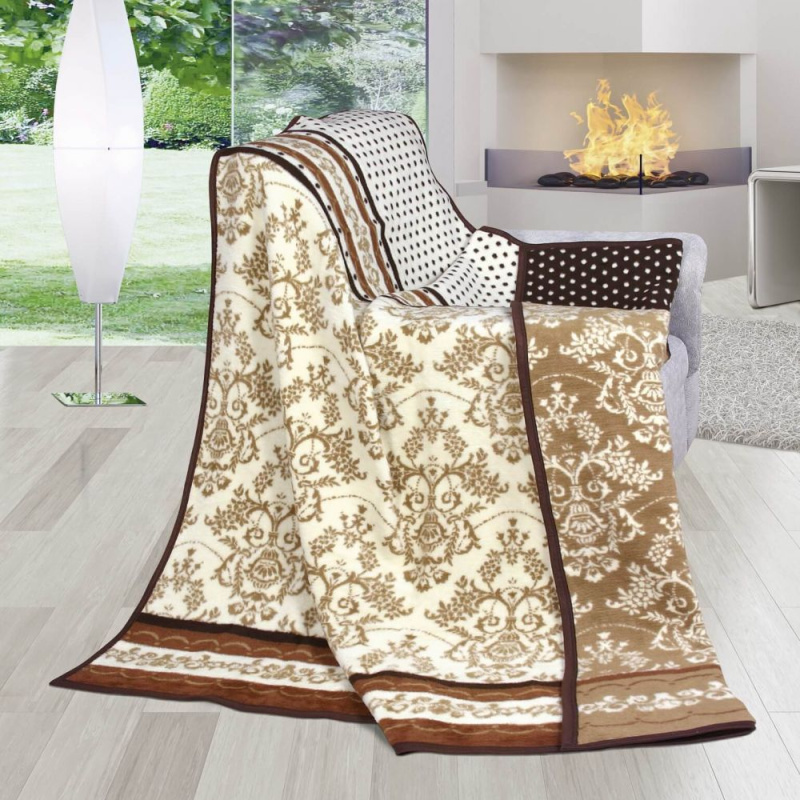 Bellatex Deka vzorovaná 150x200cm Hnědé ornamenty