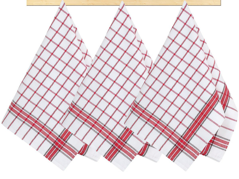 Bellatex kuchyňské utěrky 189 ČERVENÁ KOSTKA, 3 kusy, 50x70cm
