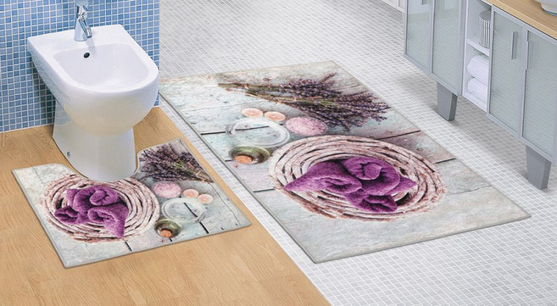 Bellatex Koupelnová a WC předložka Levandule 3D