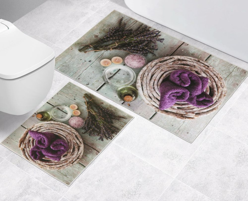 Bellatex Koupelnová a WC předložka bez výkroje Levandule 3D