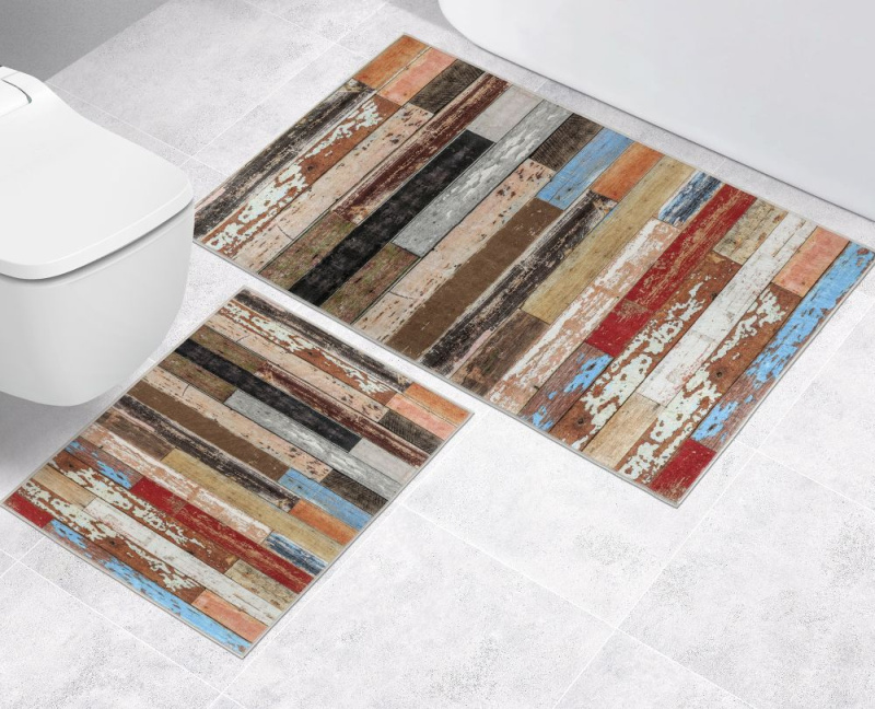 Bellatex Koupelnová a WC předložka bez výkroje Dřevěná podlaha 3D
