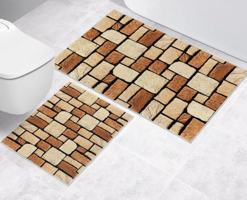 Bellatex Koupelnová a WC předložka bez výkroje Kamenná dlažba 3D
