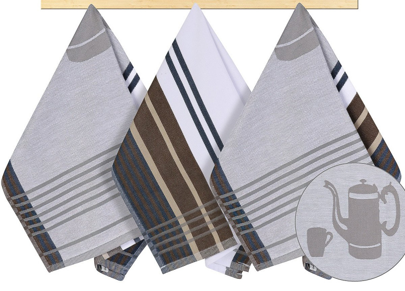 Bellatex kuchyňské utěrky 194 ŠEDÁ KONVIČKA, 3 kusy, 50x70cm