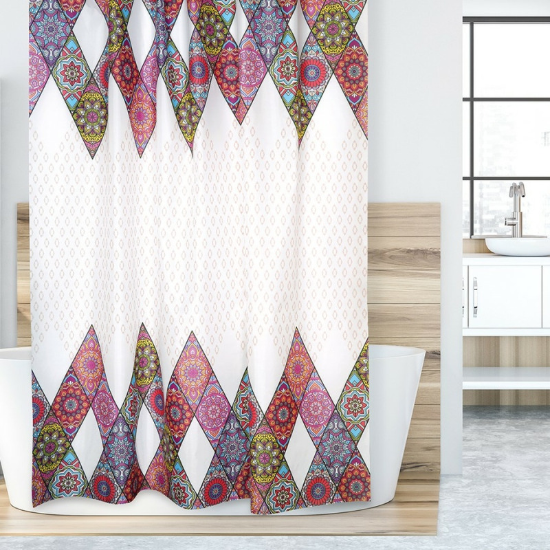 Bellatex koupelnový závěs RŮŽOVÁ MANDALA, 180x200cm