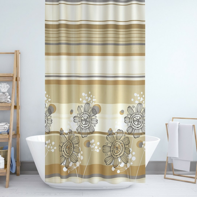 Bellatex koupelnový závěs BÉŽOVÉ KVĚTY, 180x200cm