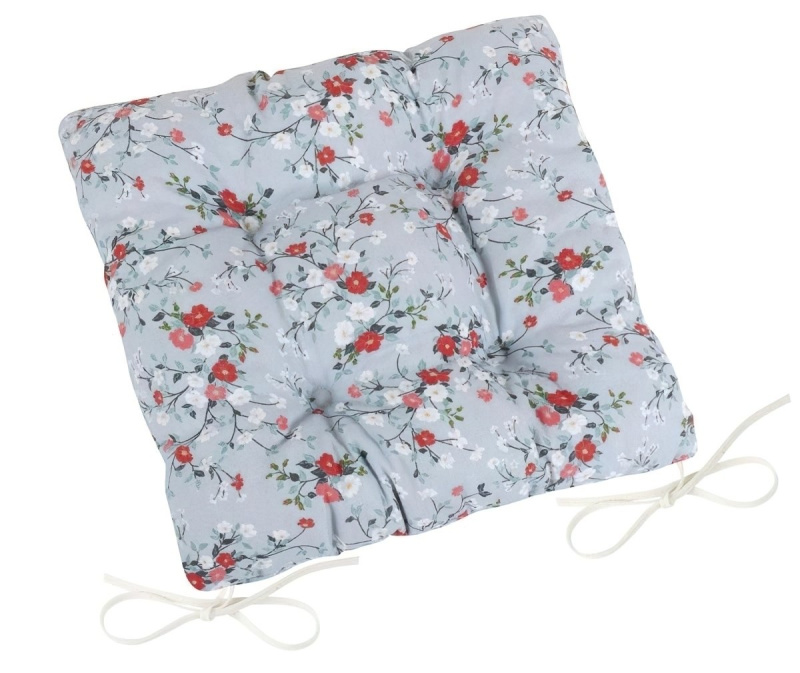 Bellatex Prošívaný sedák DITA 41/402, KVÍTÍ NA ŠEDÉ, čtverec 40x40cm