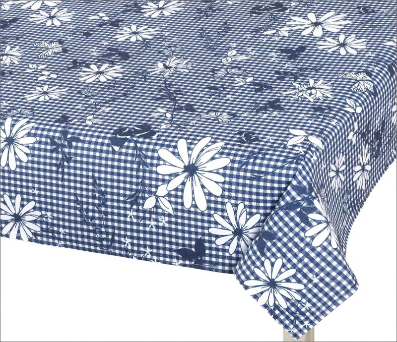 Bellatex kuchyňský ubrus DITA 410, MODRÁ KOSTIČKA S KVĚTEM, 120x140cm (obdélník)