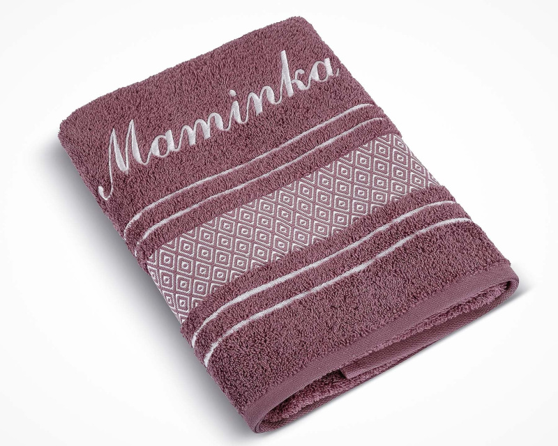 Bellatex Froté ručník S VÝŠIVKOU MAMINKA, starorůžový, 50x100cm