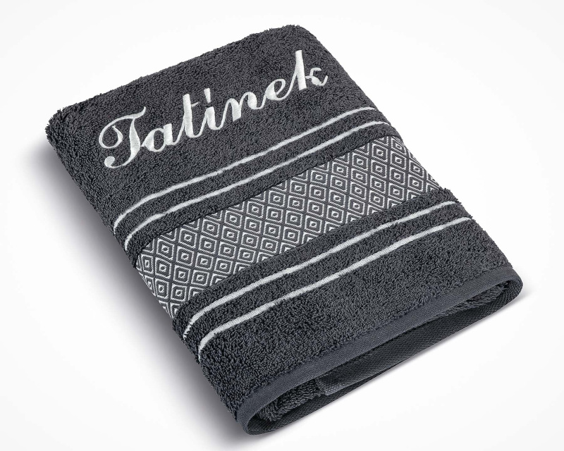 Bellatex Froté ručník S VÝŠIVKOU TATÍNEK, tmavě šedý, 50x100cm