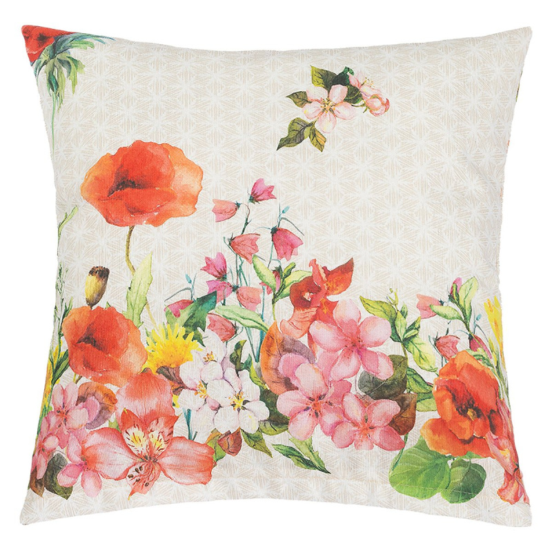 Bellatex polštářek EMA 528, KVÍTÍ LETNÍ RŮŽOVÁ S VLČÍM MÁKEM, 45x45cm