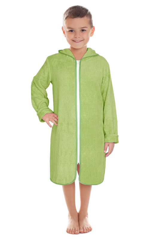 Bellatex Župan FROTÉ NA ZIP 8753/052 zelený, bavlněné froté, dětský, velikost 5-8 let