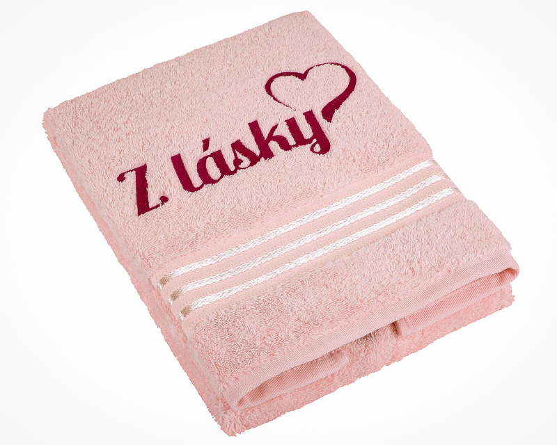 Bellatex Froté ručník S VÝŠIVKOU Z LÁSKY, růžový, 50x100cm