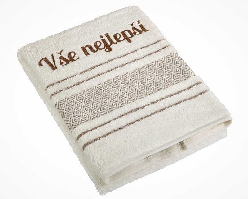 Bellatex Froté ručník S VÝŠIVKOU VŠE NEJLEPŠÍ, krémový, 50x100cm