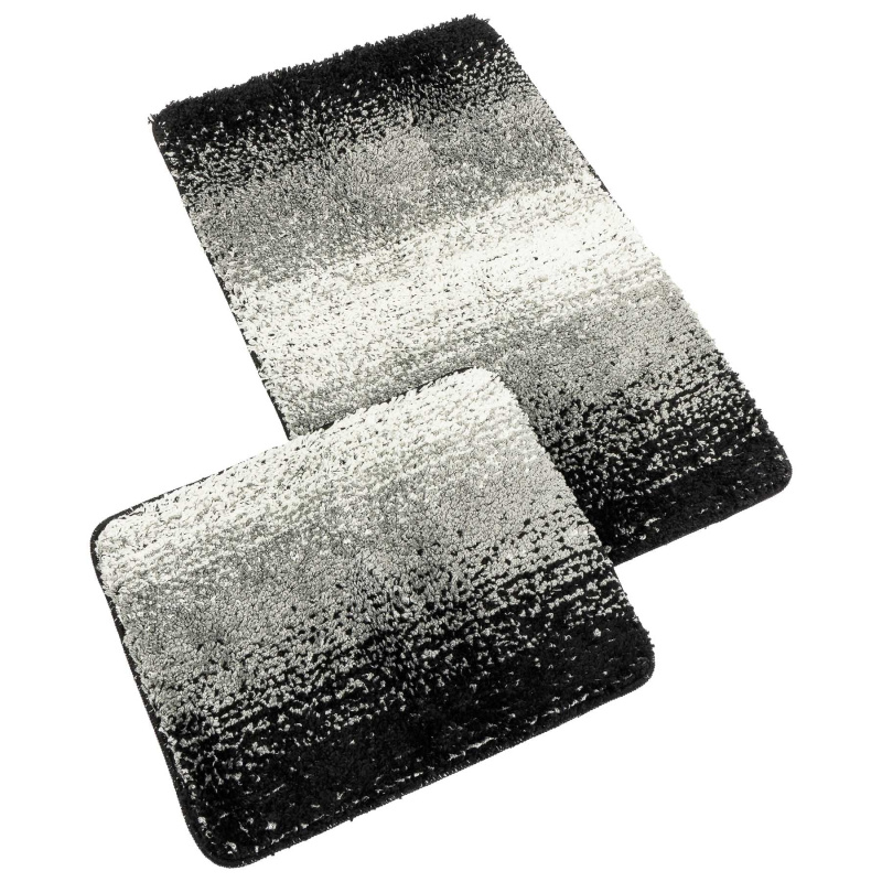 Bellatex koupelnová souprava s vlasem MICRO BANY SILVER ČERNÁ, 100x60cm (předložka) + 60x50cm (na WC)