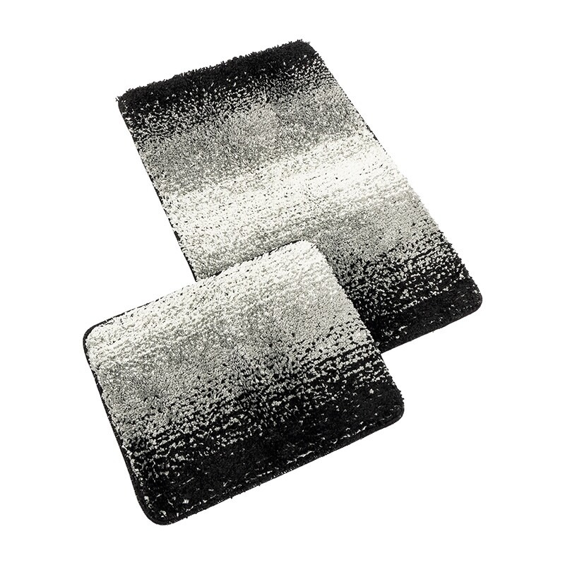 Bellatex koupelnová souprava s vlasem MICRO BANY SILVER ČERNÁ, 100x60cm (předložka) + 60x50cm (na WC)