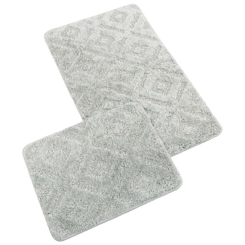 Bellatex koupelnová souprava s vlasem MICRO BANY SILVER SVĚTLE ŠEDÁ, 100x60cm (předložka) + 60x50cm (na WC)