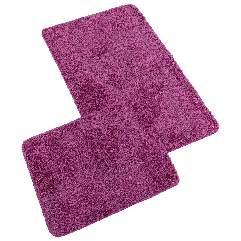 Bellatex koupelnová souprava s vlasem MICRO BANY SILVER FUCHSIOVÁ, 100x60cm (předložka) + 60x50cm (na WC)