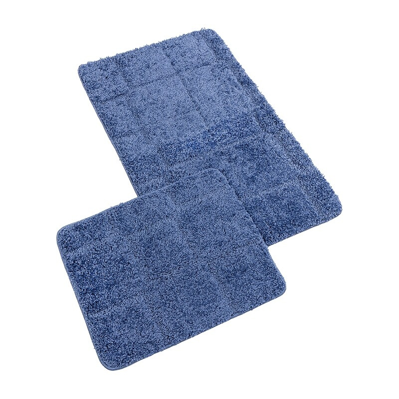 Bellatex koupelnová souprava s vlasem MICRO BANY SILVER MODRÁ, 100x60cm (předložka) + 60x50cm (na WC)
