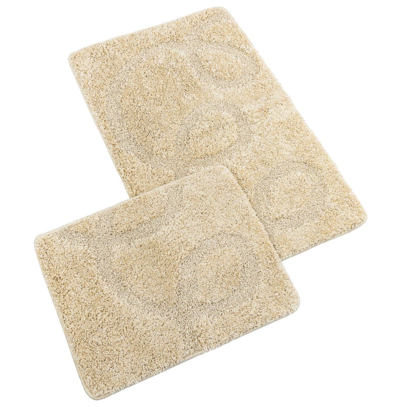 Bellatex koupelnová souprava s vlasem MICRO BANY SILVER BÉŽOVÁ, 100x60cm (předložka) + 60x50cm (na WC)