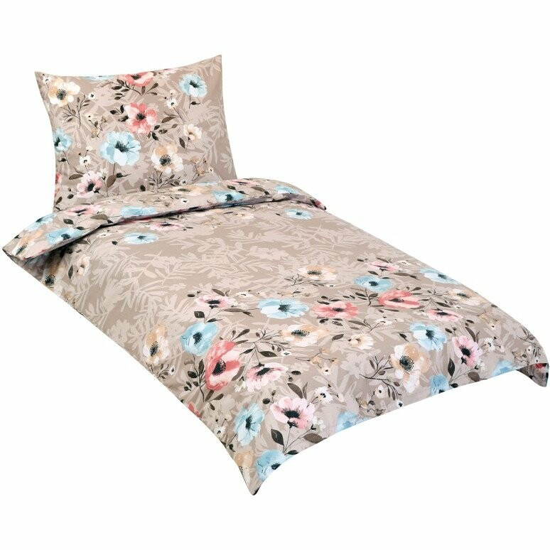 Bavlněné povlečení Deluxe 140x200+70x90 Máky hnědé