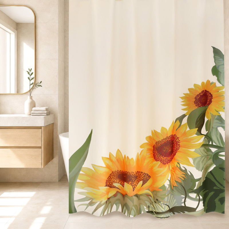 Bellatex koupelnový závěs SLUNEČNICE, žlutý 180x200cm