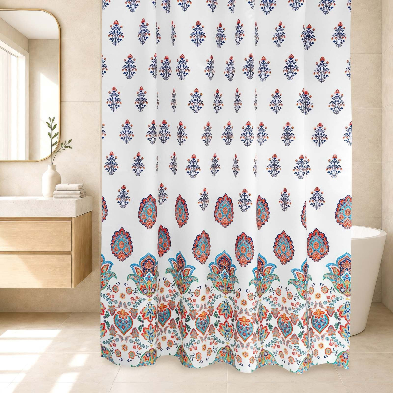 Bellatex koupelnový závěs ORNAMENT, modrý 180x200cm