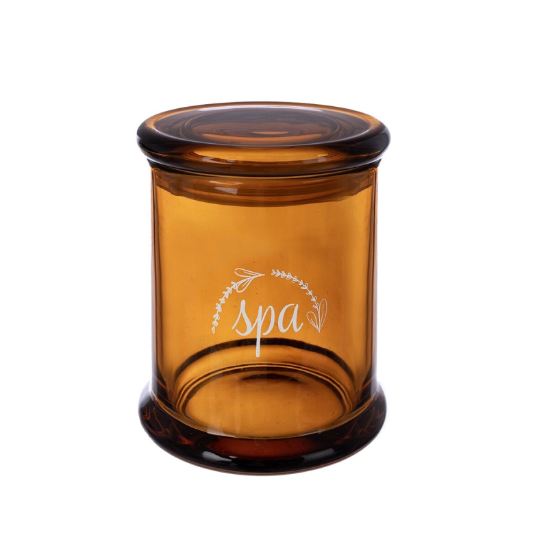 Spa kosmetická dóza z ambrového skla 330 ml s víčkem