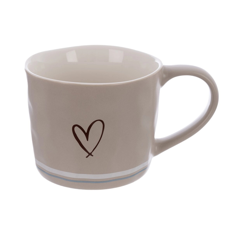 Porcelánový hrnek s motivem srdce 0,4 l béžový
