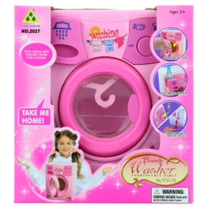 Dětská pračka na vodu na baterie, růžová