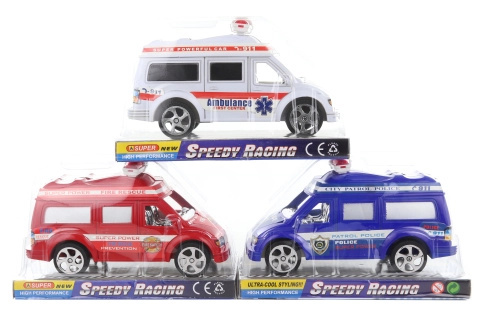 Záchranné auto na setrvačník, plastové, 19 cm