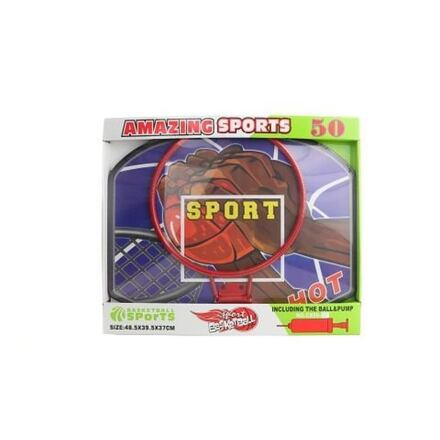 Koš basketbalový velký kovová konstrukce 49x40x37cm set s pumpičkou