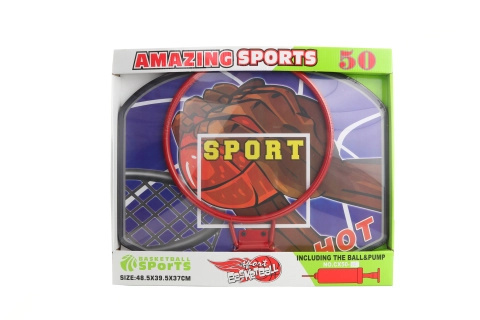 Koš basketbalový velký kovová konstrukce 49x40x37cm set s pumpičkou