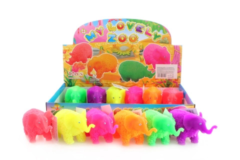 Svítící střapatý gumový slon, cca 12 cm