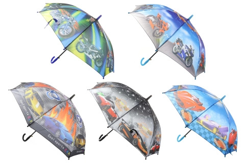 Vystřelovací deštník s motivem aut a motorek