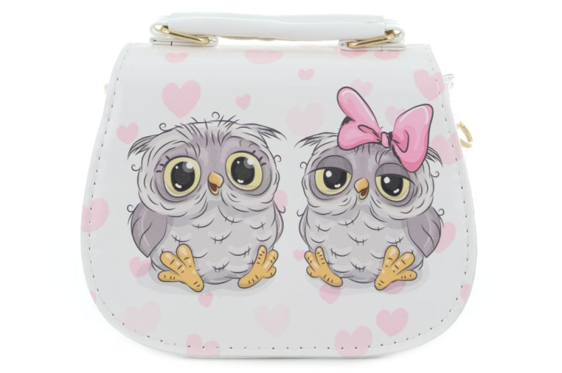 Dětská kabelka s motivem soviček – bílá