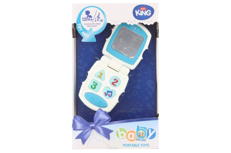 Dětský telefon modrý na baterie