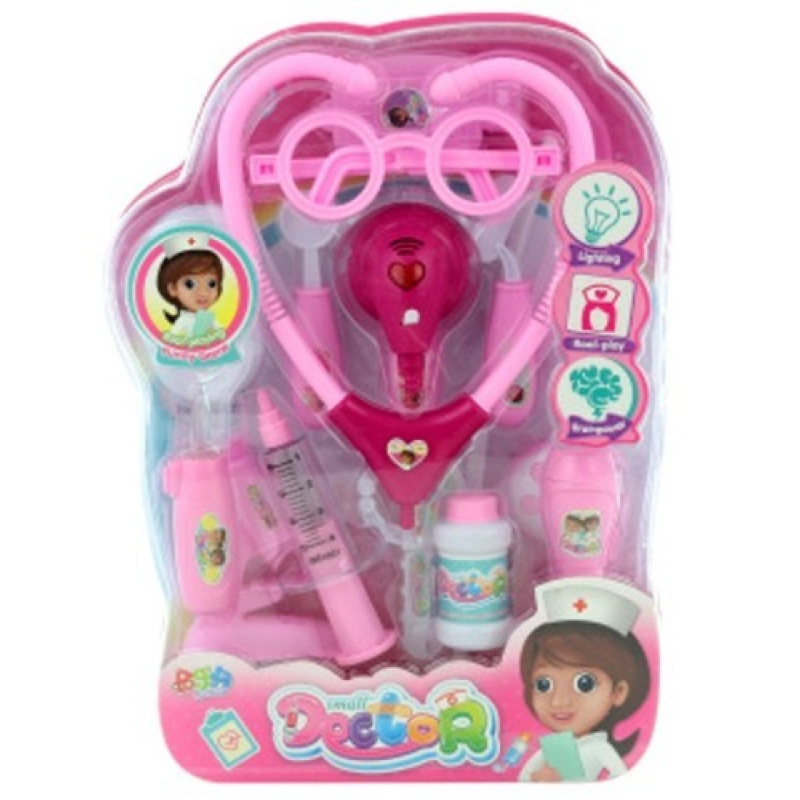 Doktorská sada se světlem a zvukem růžová
