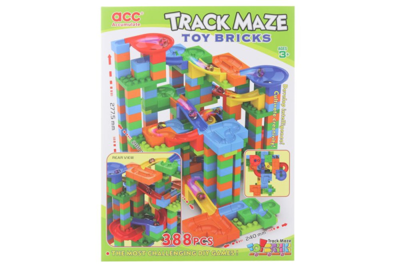 Track maze kuličková dráha s kostkami 388 ks